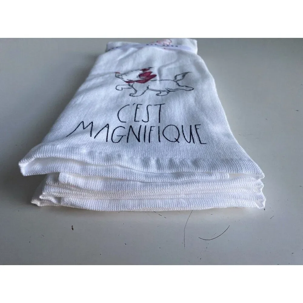 2 Pk Rae Dunn Disney Aristocats‎ Marie C’est Magnifique Kitchen Towel Set NEW